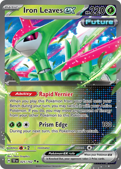 Iron Leaves ex 025/162 Double Rare Pokemon Card (SV Temporal Forces)