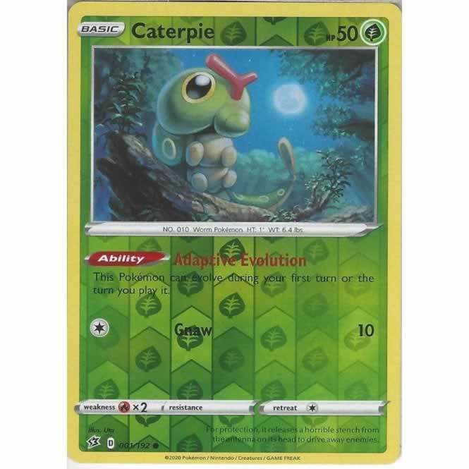 Caterpie 001/192 Common Reverse Holo Pokemon Card (SWSH Rebel Clash)