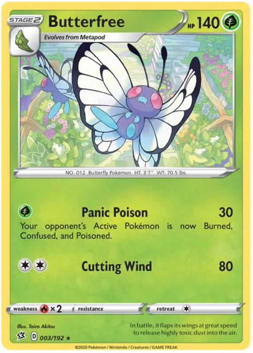 Butterfree 003/192 Rare Pokemon Card (SWSH Rebel Clash)