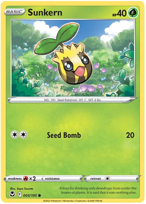 Sunkern 005/195 Common Pokemon Card (SWSH Silver Tempest)
