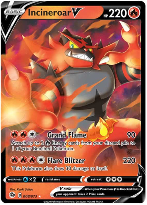 Incineroar V 008/073 Ultra Rare Pokemon Card (Champions Path)
