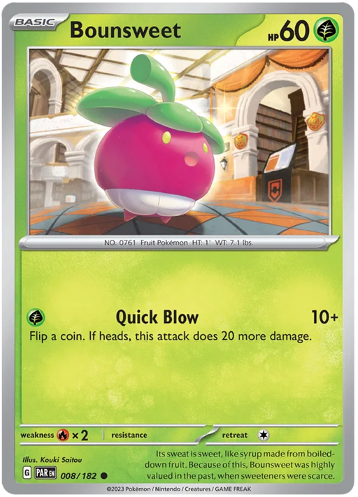 Bounsweet 008/182 Common Pokemon Card (SV04 Paradox Rift)