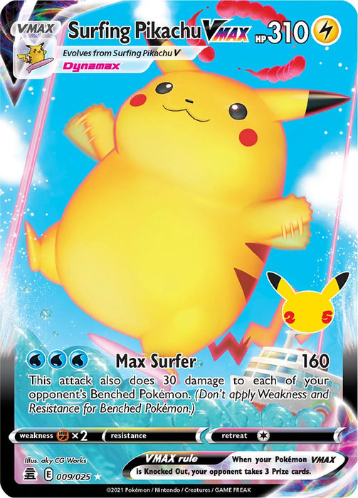 Surfing Pikachu VMAX 009/025 Ultra Rare Pokemon Card (Celebrations 25th Anniversary)
