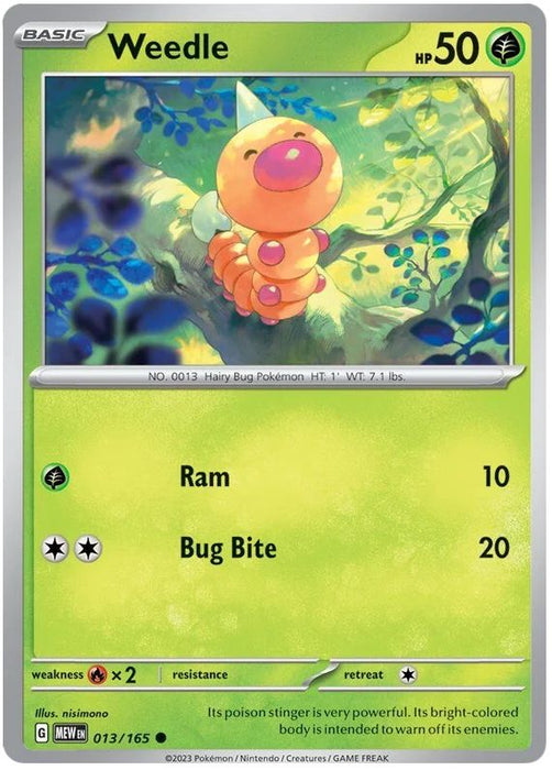 Weedle 013/165 Common Pokemon Card (Pokemon SV 151)