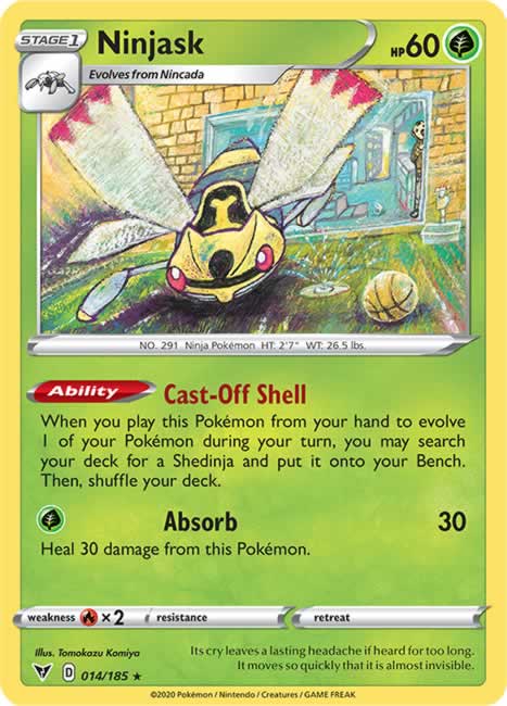 Ninjask 014/185 Rare Pokemon Card (SWSH04 Vivid Voltage)