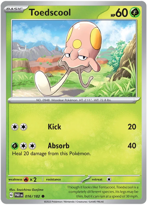 Toedscool 016/182 Common Reverse Holo Pokemon Card (SV04 Paradox Rift)