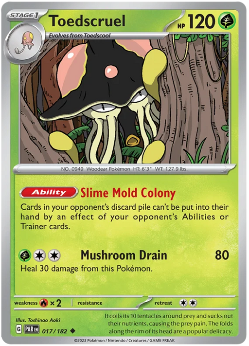 Toedscruel 017/182 Uncommon Reverse Holo Pokemon Card (SV04 Paradox Rift)