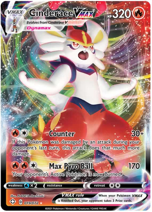Cinderace VMAX 019/072 Rare VMAX Pokemon Card (Shining Fates)