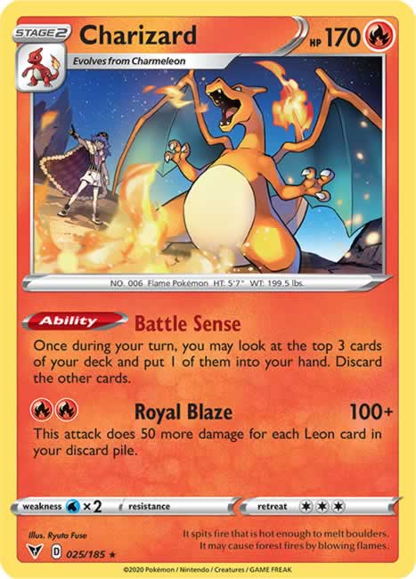 Charizard 025/185 Rare Pokemon Card (SWSH04 Vivid Voltage)