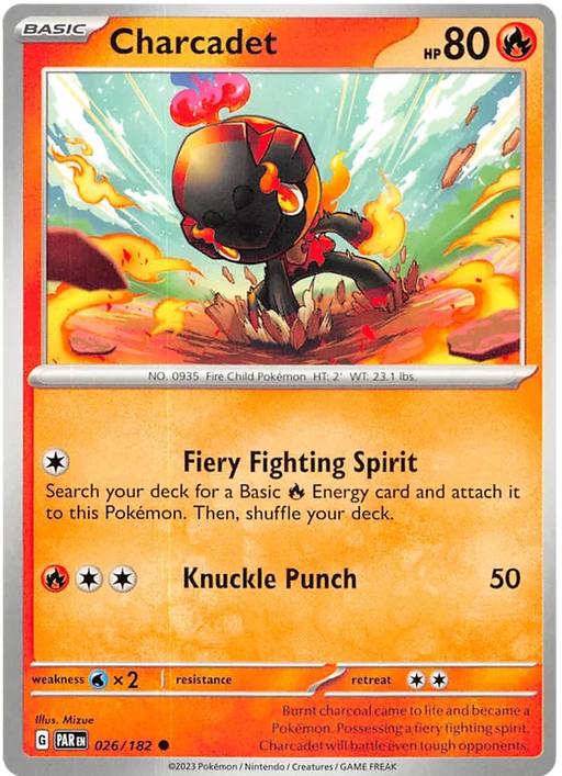 Charcadet 026/182 Common Pokemon Card (SV04 Paradox Rift)