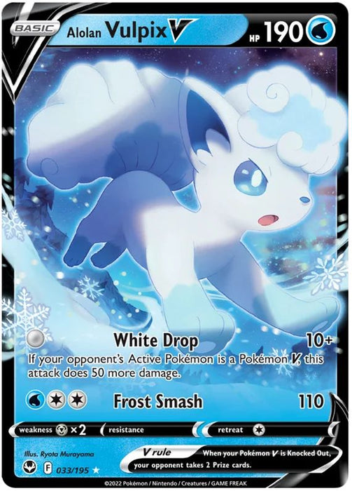 Alolan Vulpix V 033/195 Ultra-Rare Rare Pokemon Card (SWSH Silver Tempest)