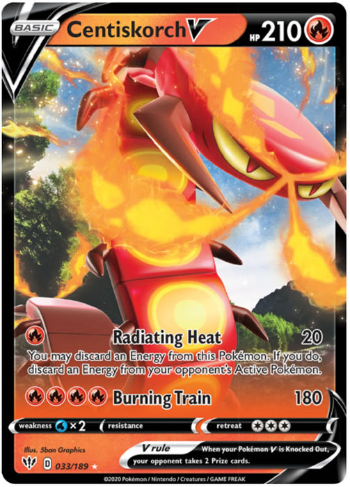 Centiskorch V 033/189 Ultra Rare Pokemon Card (Darkness Ablaze)