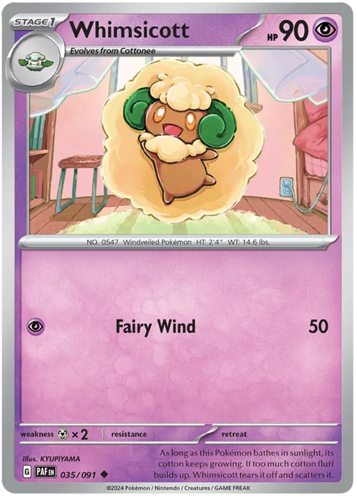 Whimsicott 035/091 Uncommon Pokemon Card (SV 4.5 Paldean Fates)