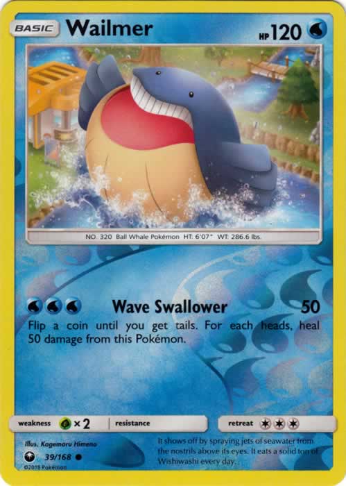 Wailmer 39/168 Common Reverse Holo Pokemon Card (Celestial Storm)