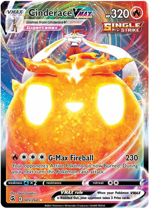 Cinderace VMAX 045/264 Rare VMAX Pokemon Card (SWSH Fusion Strike)