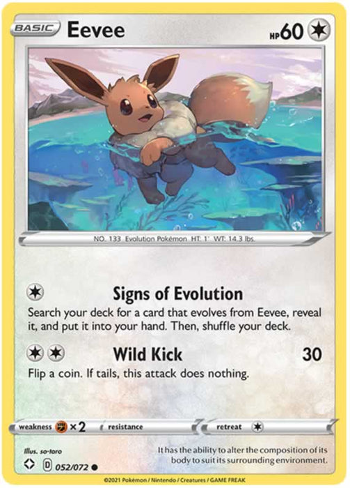 Eevee 052/072 Common Reverse Holo Pokemon Card (Shining Fates)