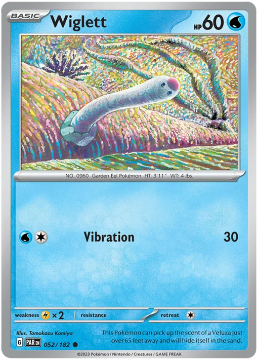 Wiglett 052/182 Common Reverse Holo Pokemon Card (SV04 Paradox Rift)