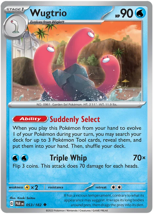 Wugtrio 053/182 Uncommon Reverse Holo Pokemon Card (SV04 Paradox Rift)