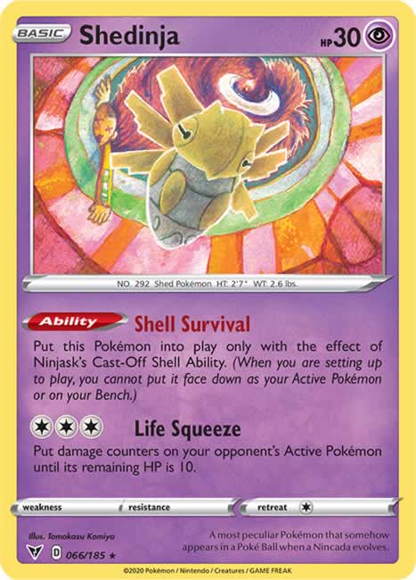 Shedinja 066/185 Rare Pokemon Card (SWSH04 Vivid Voltage)
