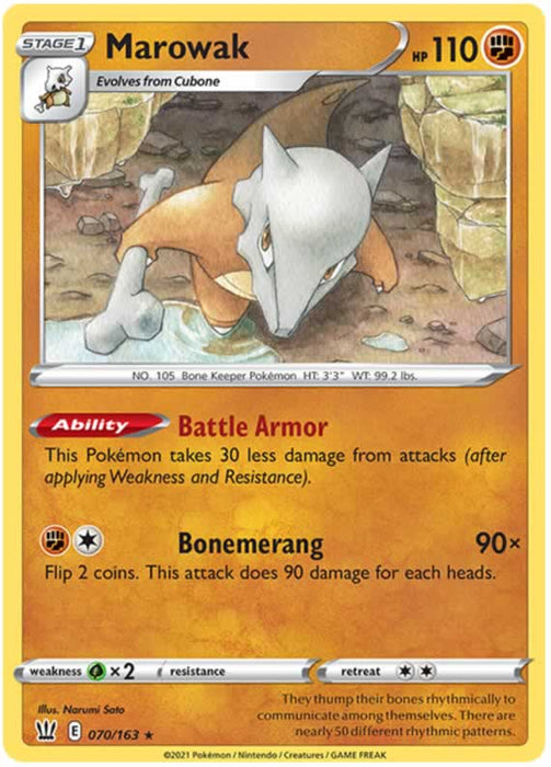 Marowak 070/163 Rare Pokemon Card (Battle Styles)