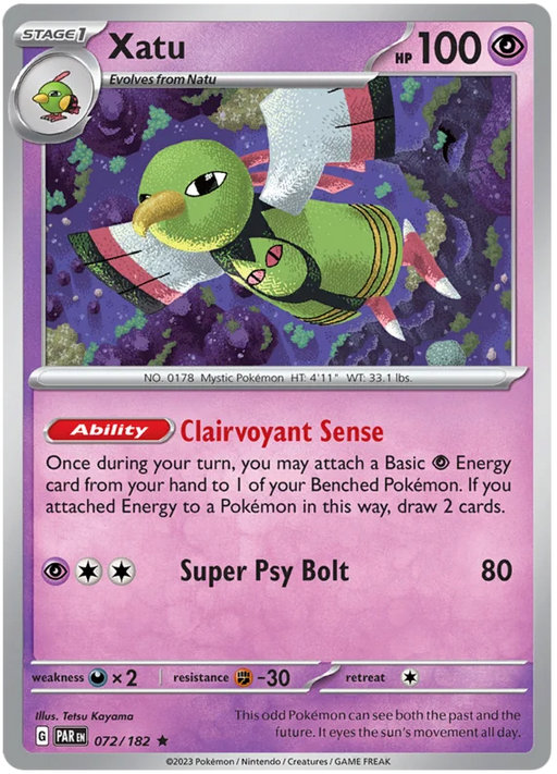 Xatu 072/182 Rare Pokemon Card (SV04 Paradox Rift)