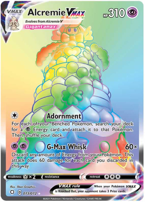 Alcremie VMAX 073/072 Rare Rainbow Pokemon Card (Shining Fates)