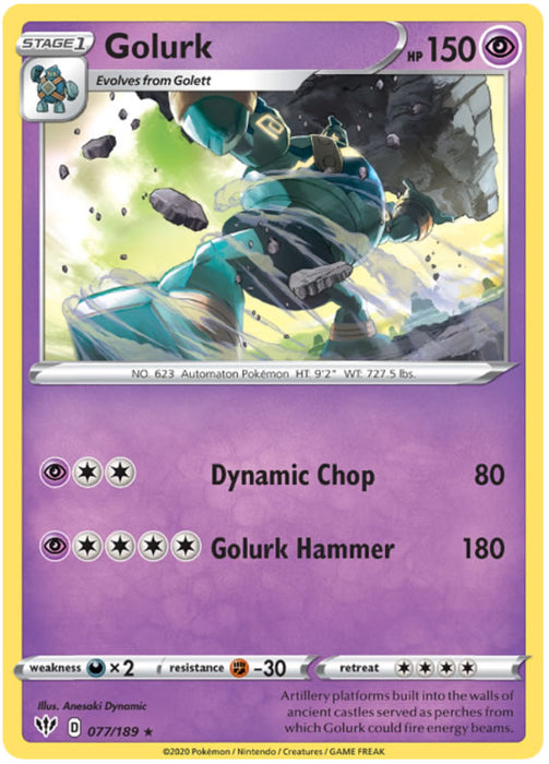 Golurk 077/189 Rare Pokemon Card (Darkness Ablaze)