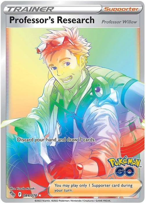 Professor's Research [Professor Willow] 084/078 Rare Rainbow Pokemon Card (Pokemon GO Special TCG Set)