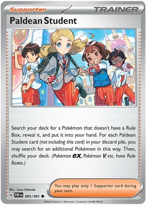Paldean Student 085/091 Common Reverse Holo Pokemon Card (SV 4.5 Paldean Fates)