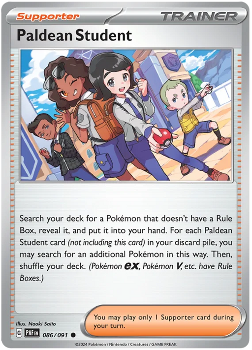 Paldean Student 086/091 Common Reverse Holo Pokemon Card (SV 4.5 Paldean Fates)