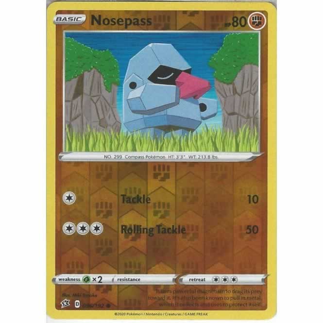Nosepass 096/192 Common Reverse Holo Pokemon Card (SWSH Rebel Clash)