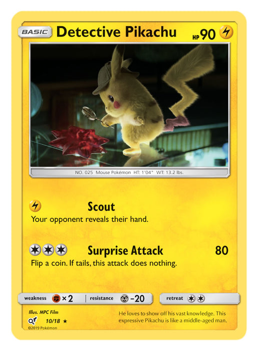 Detective Pikachu 10/18 Rare Pokemon Card (Detective Pikachu)