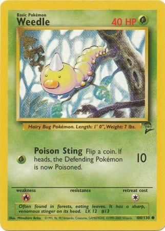Weedle 100/130 Common Pokemon Card (Base Set 2)