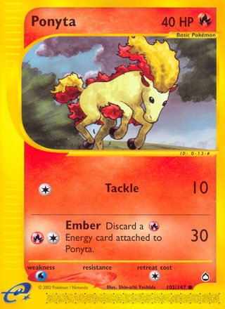 Ponyta 102/147 Common Pokemon Card (Aquapolis)