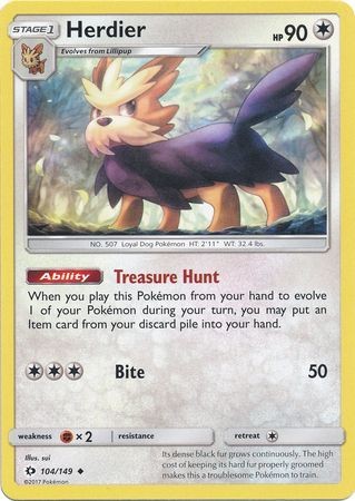 Herdier 104/149 Uncommon Pokemon Card (Sun & Moon Base Set)