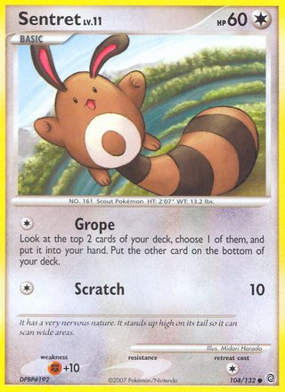 Sentret 104/132 Common Pokemon Card (Secret Wonders)