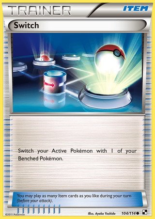 Switch 104/114 Common Pokemon Card (Black & White)