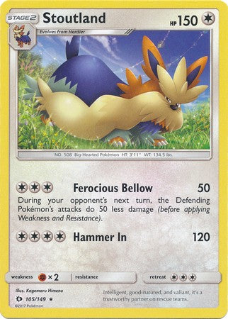 Stoutland 105/149 Rare Pokemon Card (Sun & Moon)