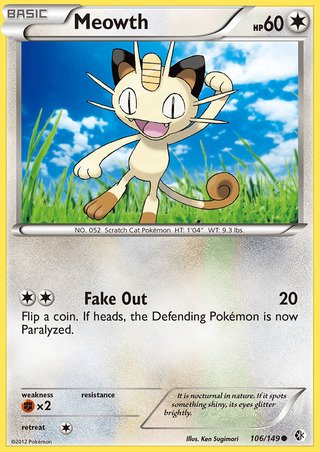 Meowth 106/149 Common Pokemon Card (Boundaries Crossed)