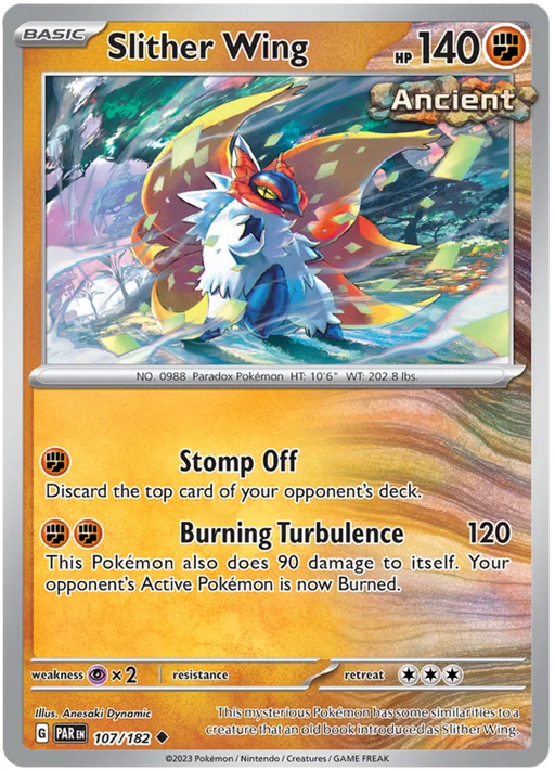Slither Wing 107/182 Uncommon Reverse Holo Pokemon Card (SV04 Paradox Rift)