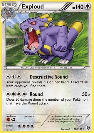 Exploud 107/135 Rare Pokemon Card (Plasma Storm)