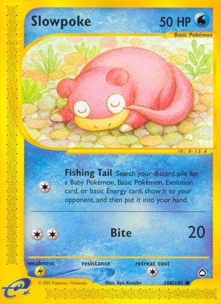 Slowpoke 108/147 Common Pokemon Card (Aquapolis)