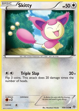 Skitty 109/135 Common Pokemon Card (Plasma Storm)