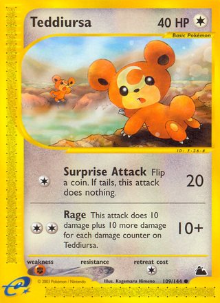 Teddiursa 109/144 Common Pokemon Card (Skyridge)