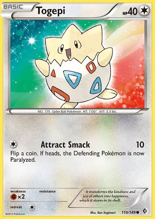 Togepi 110/149 Common Pokemon Card (Boundaries Crossed)