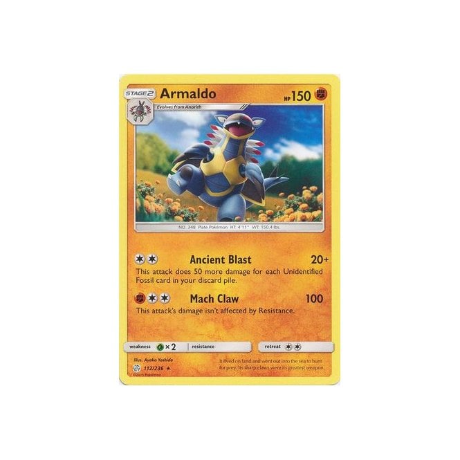 Armaldo 112/236 Rare Pokemon Card (Cosmic Eclipse)