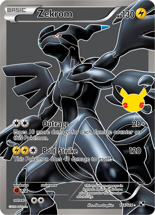 Zekrom 114/114 (Black & White) Ultra Rare Pokemon Card (Celebrations Classic Collection)