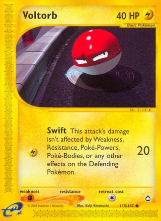 Voltorb 115/147 Common Pokemon Card (Aquapolis)