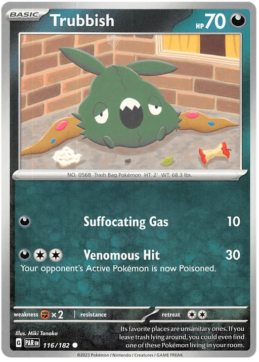 Trubbish 116/182 Common Reverse Holo Pokemon Card (SV04 Paradox Rift)
