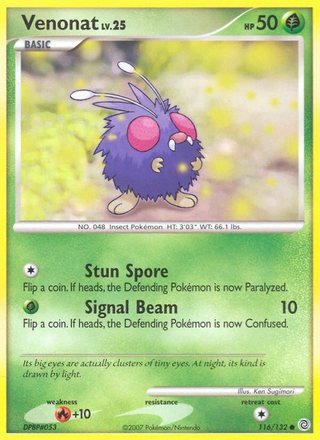 Venonat 116/132 Common Pokemon Card (Secret Wonders)